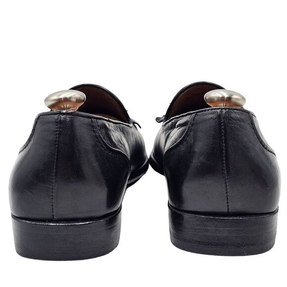 Vintage Bragano Italy Dress Shoes Men's 9.5M Black Leather Tassel Kiltie Loafers - Picture 7 of 10